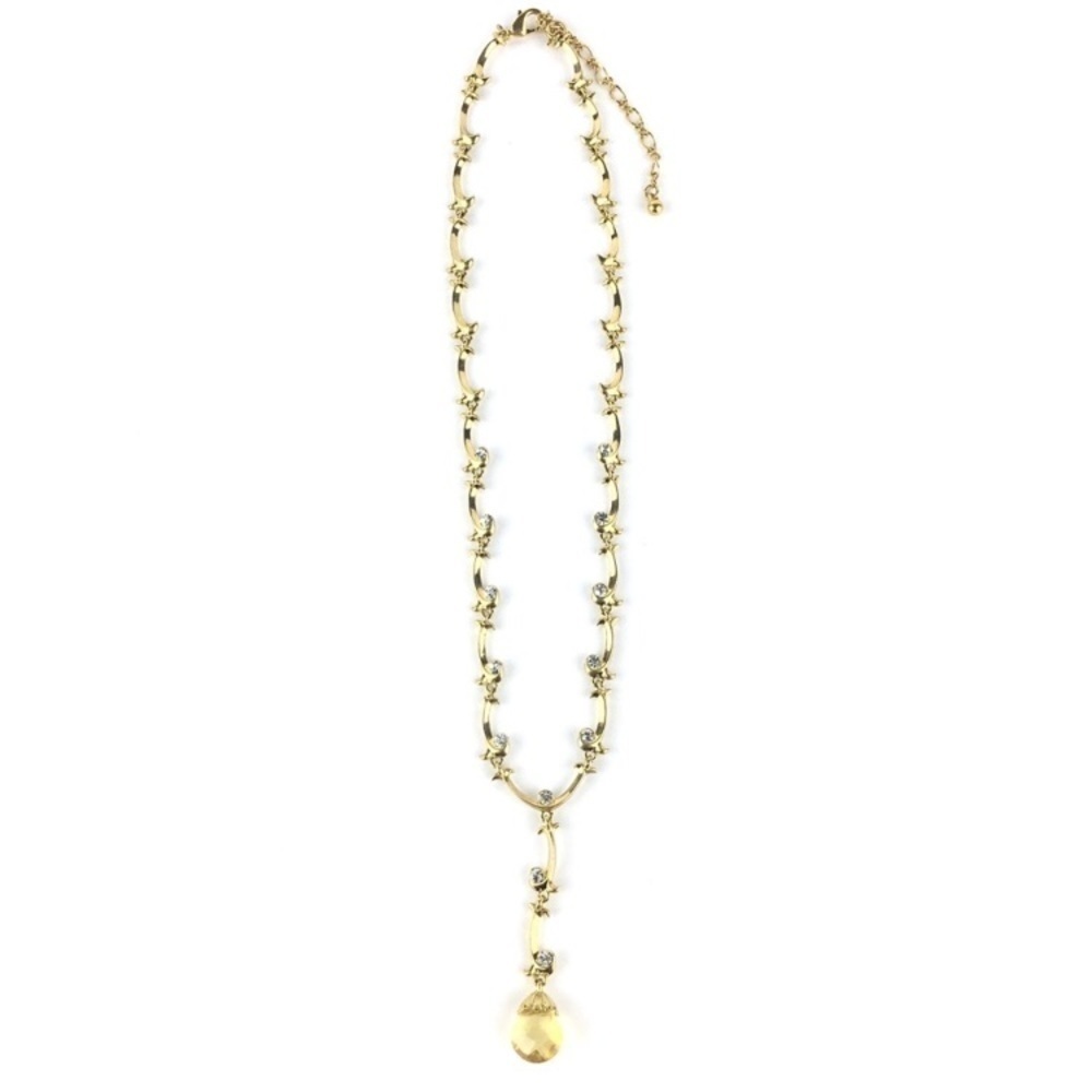 AVON Necklace Briolette Vine Amber Jewel Victorian Goldtone Marigold